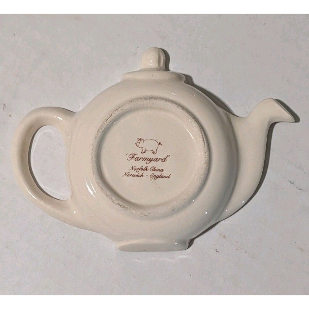 Vintage Norfolk China Tea Bag Holder Dish Pig Farmyard England Crazed 5x4 - Picture 2 of 6